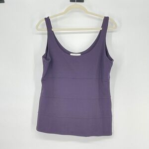Josie Natori Purple Tank Top‎ Women's XL Ribbed Knit Scoop Neck Luxury Basic